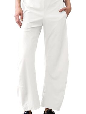 Barrel Elastic Waistband Tapered Leg Baggy Mid RiseLounge Pant With Pockets